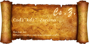 Csákó Zenina névjegykártya